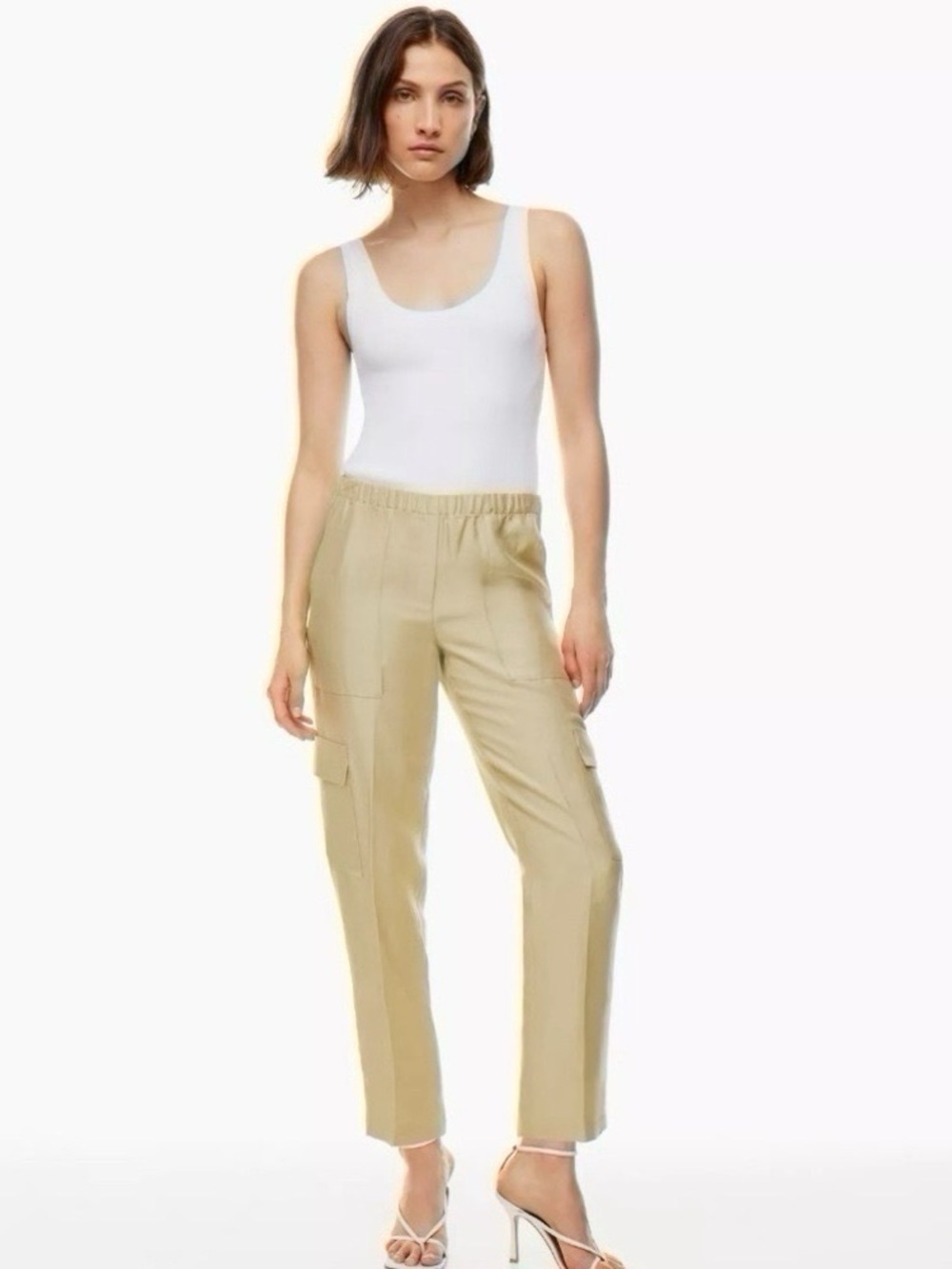 NEW Aritzia Babaton Titan Linen Cargo Pants Humus Beige - Picture 6 of 11
